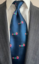 Super Moschino Vintage Silk Tie Made In Italy Fun Caterpillar Motif Rare 
