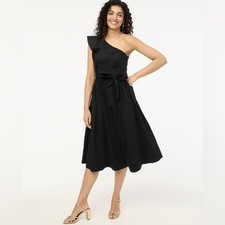 J Crew Factory NWT One Shoulder Midi Dress Size 4 in Black