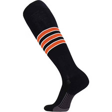 TCK Performance Size L Men's 9-12 Baseball/Sport Socks Black/White/Orange DNOD-L