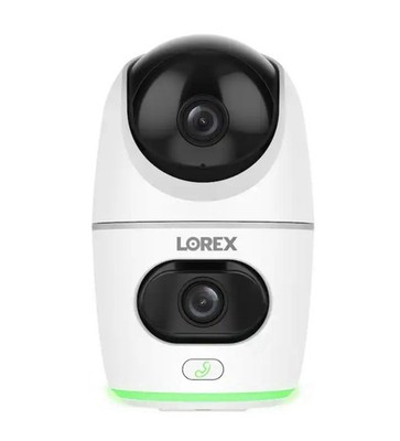 Lorex 2K Dual Lens Indoor Pan-Tilt WiFi Auto-Tracking 360° Security Camera White