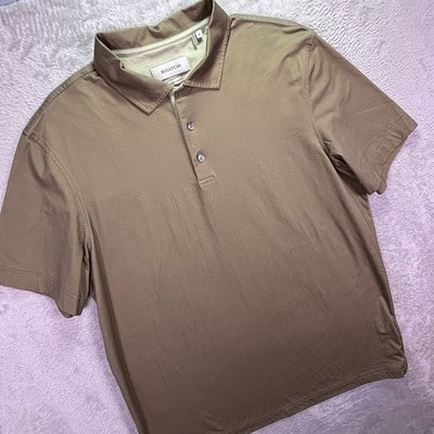 Bugatchi Mens Polo Size L Olive 8-Way Stretch Short Sleeve CF9900F80