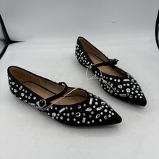 A New Day Shoes Womens 8.5 Gabriella Black Rhinestone Mary Jane Point Toe Flat