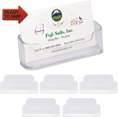 6 Pack Beauticom Premium Business Name Card Holder - Desktop Counter-Top Acryli