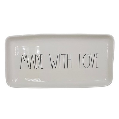 RAE DUNN ARTISAN COLLECTION  MADE WITH LOVE  CERAMIC SERVING PLATTER   14'' × 7''