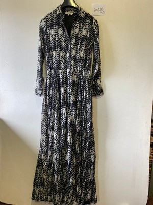 Together Button Front Maxikleid Mit Gürtel Schwarz Gr. 8 UK (FMS20-3)