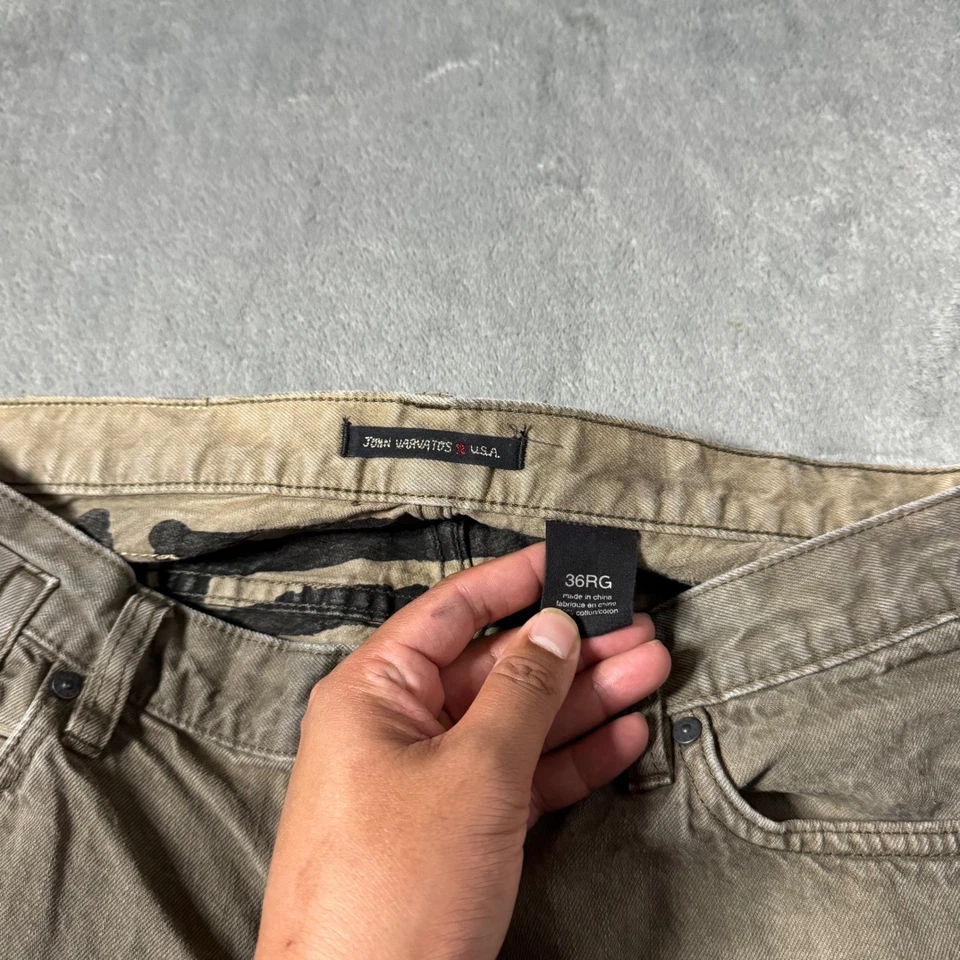 Pantalones Bowery John Varvatos EE. UU. 36RG Relajado Pierna Recta Denim Marrón Lavado Foto 4 de 4