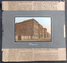 Stampa antica 1891 palmiro premoli Bergamo xilografia colori acquerello veduta