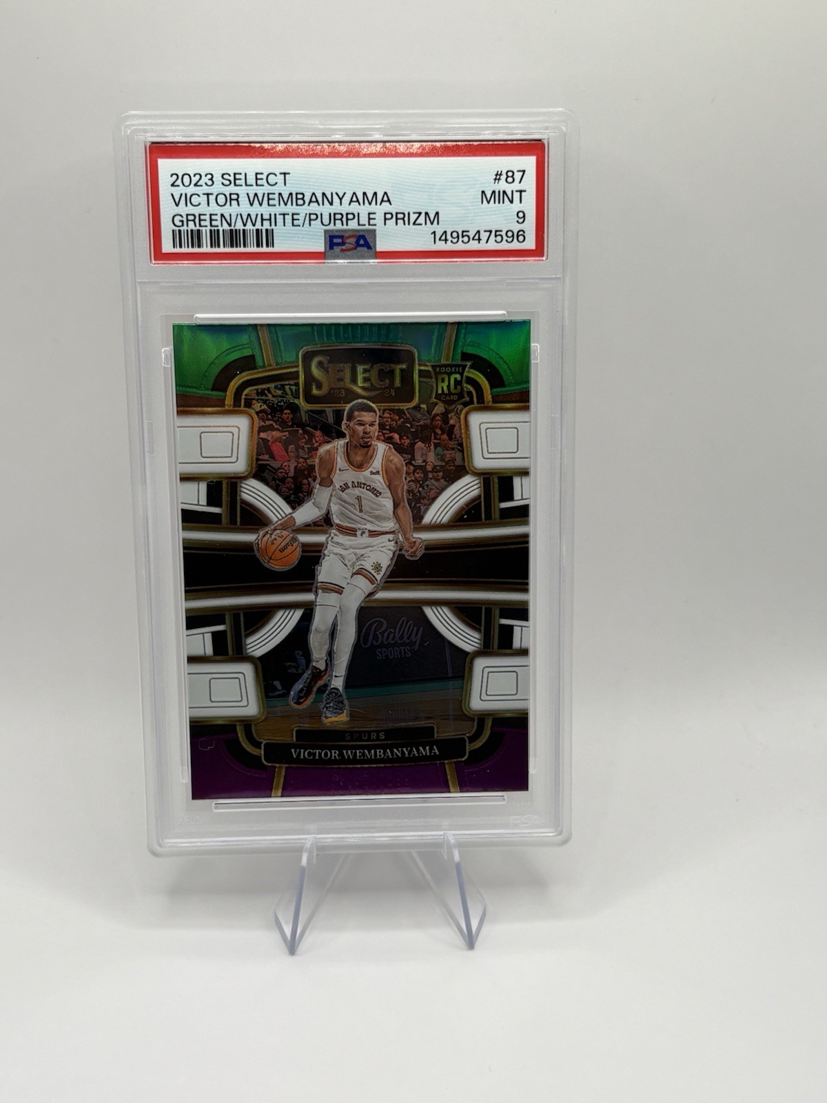 2023-24 Select Victor Wembanyama RC Green White Purple Prizm Concourse #87 PSA 9