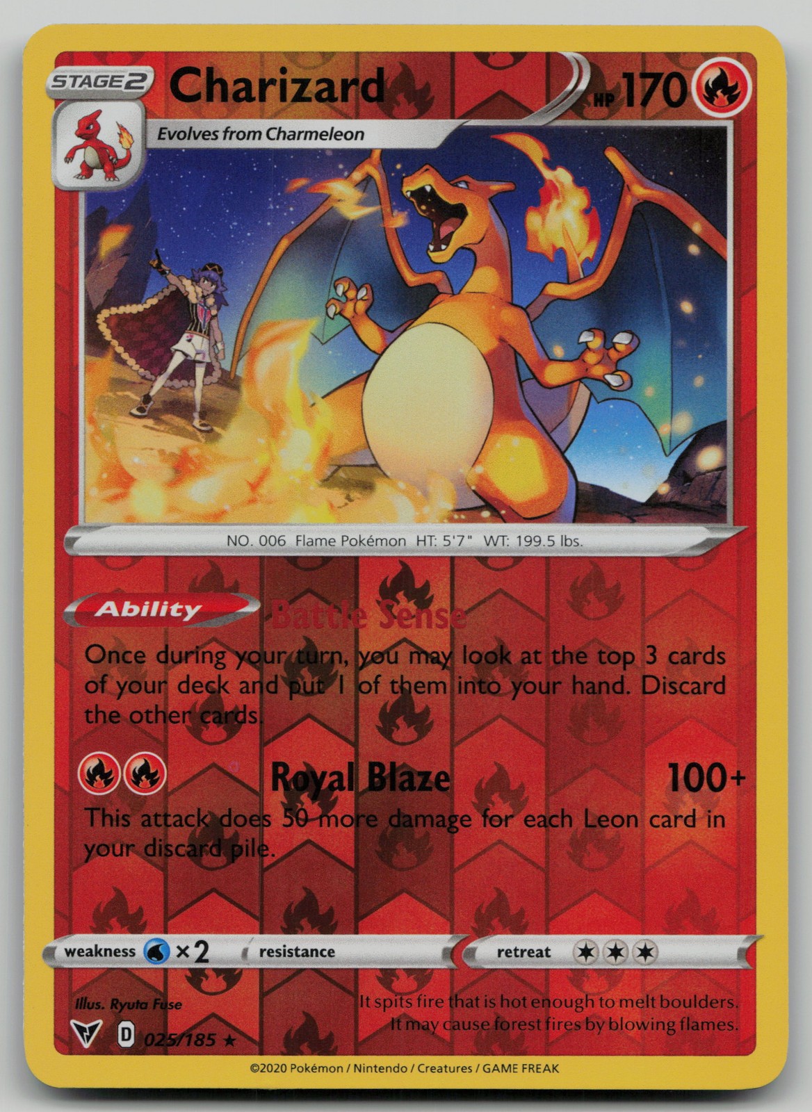 Charizard Rare SWSH04: Vivid Voltage 025/185 NM