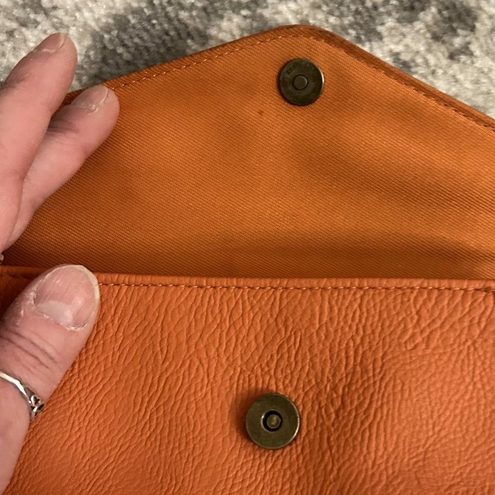 Universal Threads Orange Simulated Leather Clutch… - image 3