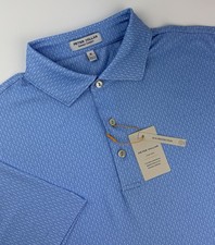 NWT Peter Millar Performance Polo SHAKE IT UP Cottage Blue Drinks Jersey M 115