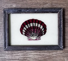Indian Clam Vintage Reverse Glass Painting in Bold Colors - 17 cm x 12 cm