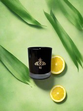 Vela de lujo negra - hierba de limón cítrica 100 % soja - envío gratuito