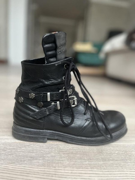 Women Replay Boots Black Leather 40 #NREG