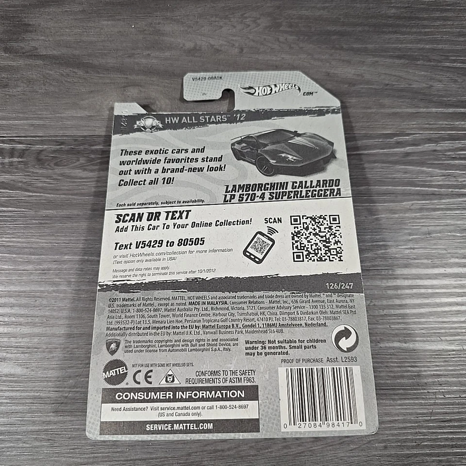 2012 Hot Wheels HW All Starts Lamborghini Gallardo LP 570-4 Superleggera - Image 2 of 2