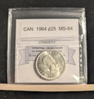 1964  Coin Mart Graded Canadian, 25 Cent, **MS-64**