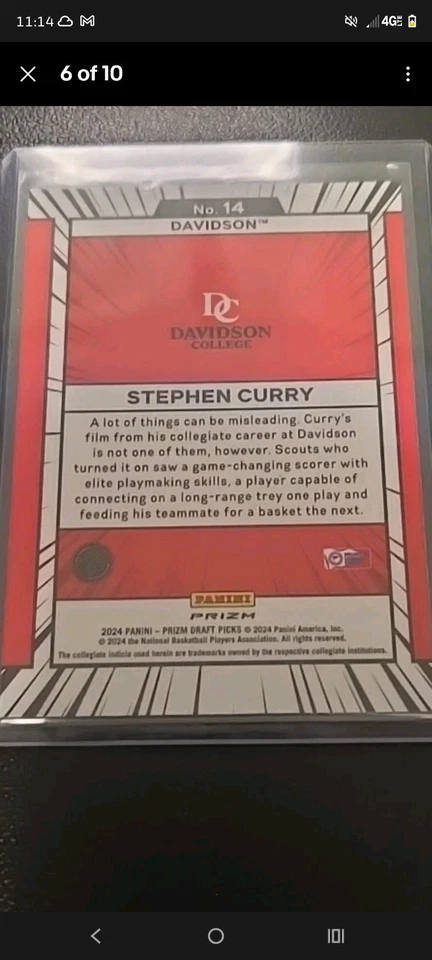 2024 Panini Prizm Selecciones del Draft Stephen Curry Manga Estuche Hit SSP Chase Pack Foto 2 de 2