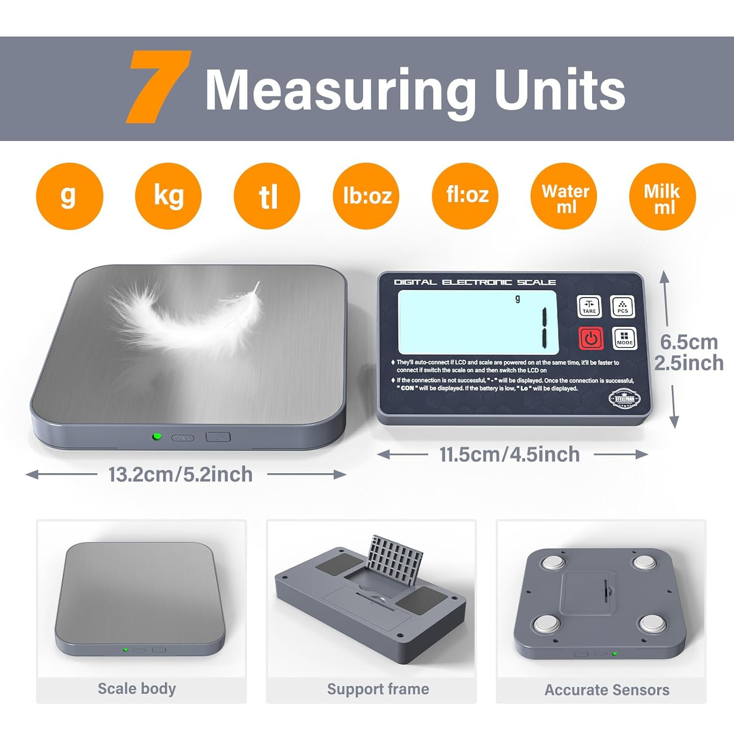 AWLKIM® Digital Kitchen Food Scale -Detachable Display Electronic Weight Scale