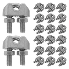 24pcs Cable Clamp 1/8 Inch: Wire Rope Clamp - U Bolt Saddle Fastener -