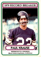 1980 Topps #4 Paul Krause Minnesota Vikings Card