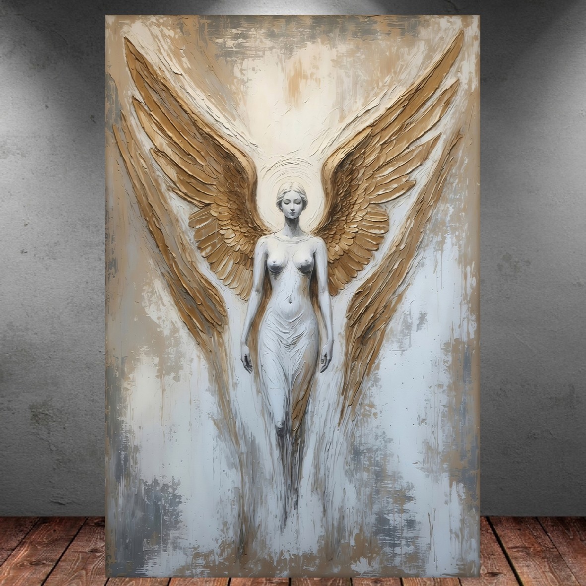 LEINWAND BILD ER XXL ABSTRAKT EROTIK FRAU ENGEL GOLD MODERN WAND POSTER P1933