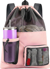Swim Mesh Beach Bag, Waterproof Gym Bags for Women and Men, Large Pool Bag Swimm
