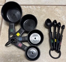 Farberware Plastic Black Measuring Cups & Spoons Set of 8