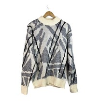 Le Tigre Sweater VINTAGE Acrylic Designs Knit Long Sleeve Men Made in USA Size M