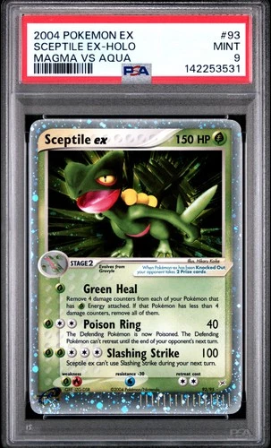 2004 POKEMON EX TEAM MAGMA VS TEAM AQUA #93 SCEPTILE EX-HOLO PSA 9