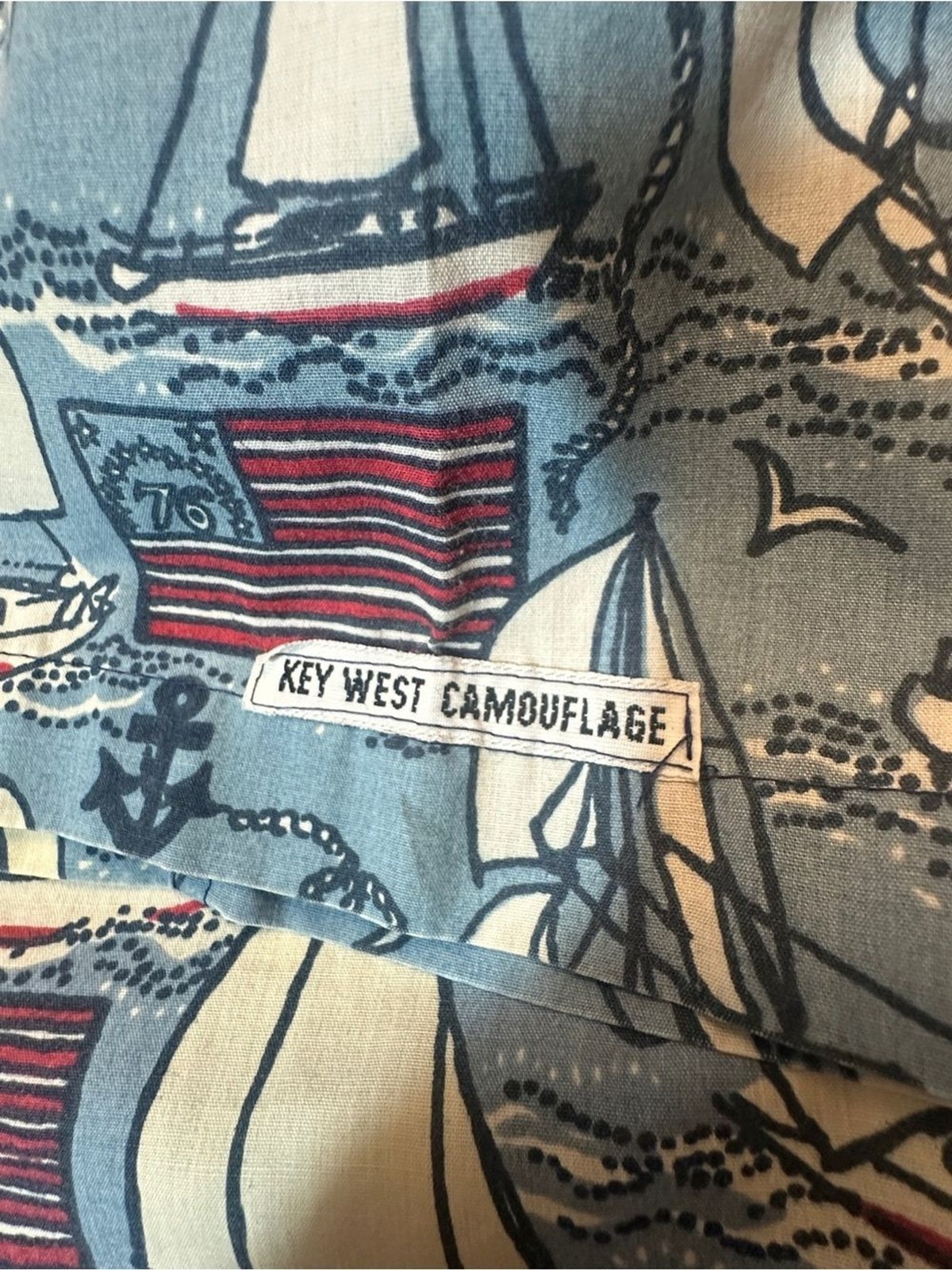 Vintage Key West Hand Print Fashions Shirt Sailboat Nautical USA Flag Mens XL L image 8