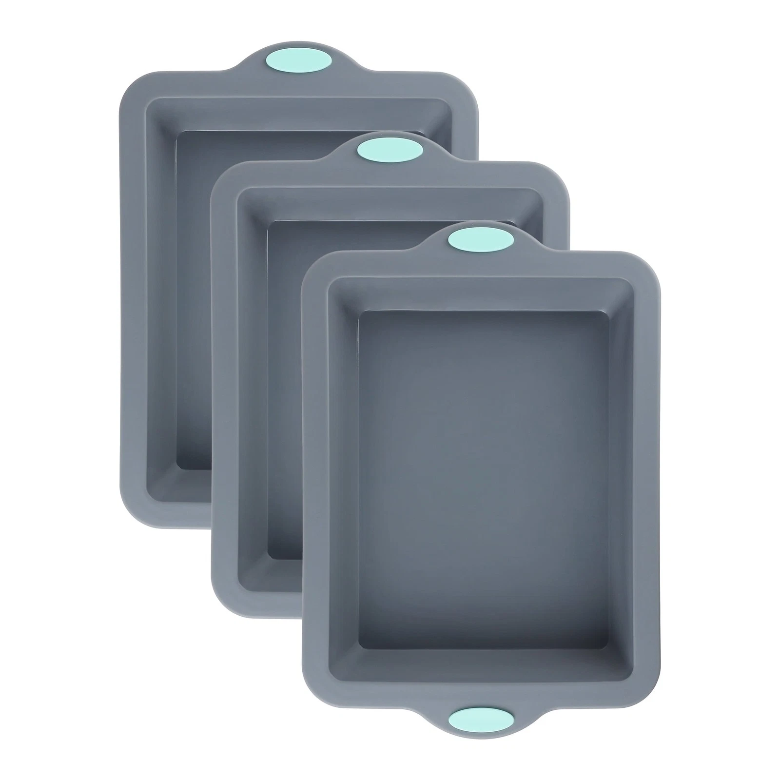 3 Packs Nonstick Silicone Baking Pans Gray 13.0*9*2.1in