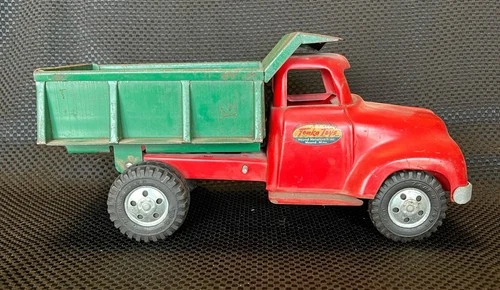 Tonka Vintage Pressed Steel Dump Truck Toy Red Green Diecast Vehicle Collectible