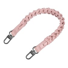 Braided Purse Strap, 1Pc 44.7cm/17.6" Pink PU Leather with Black Buckles