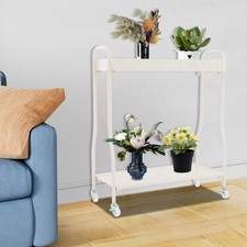 2-Tier Plant Stand Metal Plant Stand with Wheels for Living Room Balcony