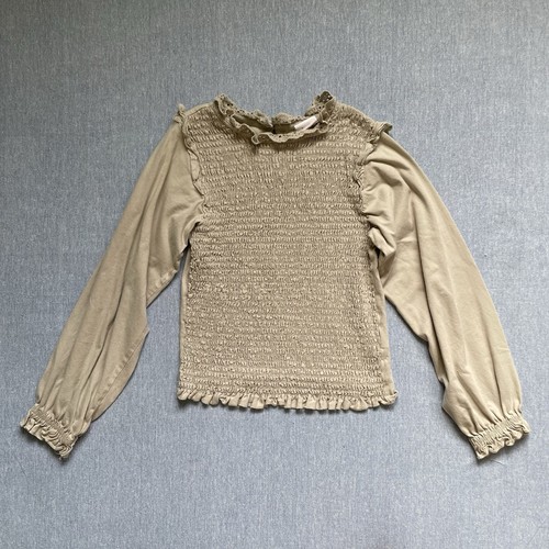Zara Kids Smocked Ruffle Shoulder Balloon Sleeve Long Sleeve Size 9 - Picture 2 of 7