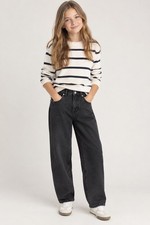 ZARA Kids Unisex barrel leg Denim Jeans 100 Cotton Size 11/12 Washed Black