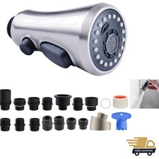 3-Function Kitchen Faucet Spray Head Replacement - Easy Install, Brushed Finish