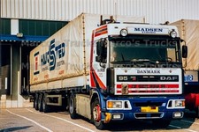 Truck Photo DAF 95 400 ATI Tarpaulin Semi Truck Denmark White Madsen Viborg Danmar #a8ir