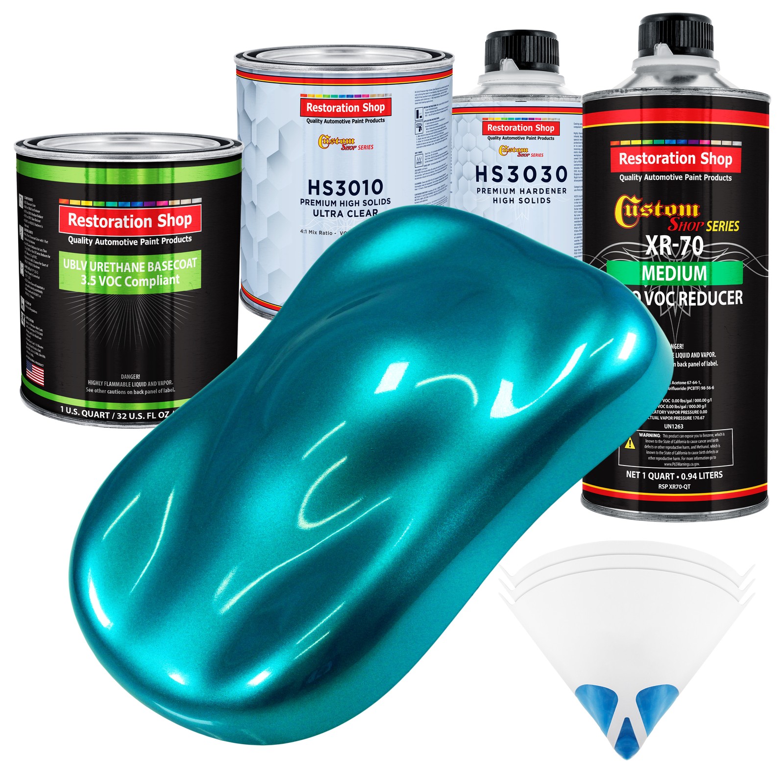 Teal Green Metallic Premium Quart Low VOC Urethane Basecoat Auto Paint Kit  