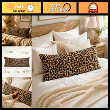 Leopard Print Faux Fur Body Pillow Cover 20x54 - Chic Cheetah Decorative Case