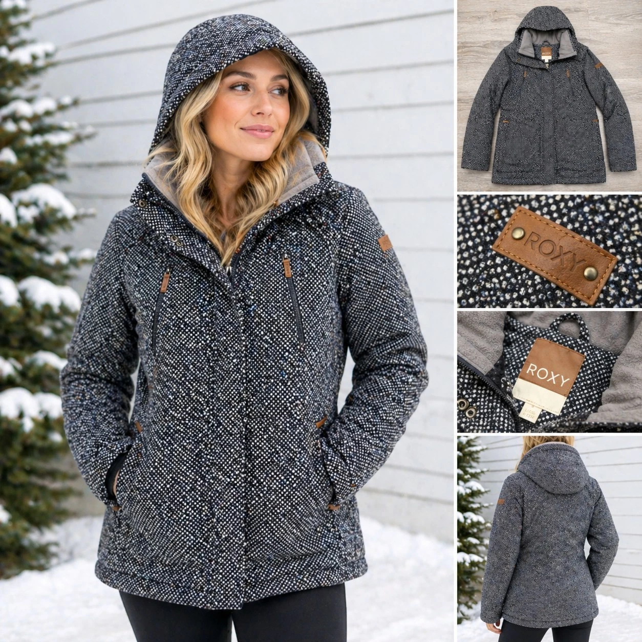 Roxy Dawn Primaloft Snow Jacket Textured Soft Tweed Blue Coat Womens Large
Opens in a new window or