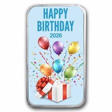 1 oz Silver Colorized Bar - APMEX (Happy Birthday 2026) 104.51 per troy oz