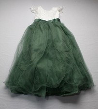Azazie Girls Pookie A-Line Lace Tulle Scoop Neck Dress AP2 Eucalyptus Size: 12