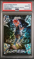 Nikola Jokic PSA 10 Gem Mint 2018 Panini Prizm Fireworks Fast Break POP 3 SP #21