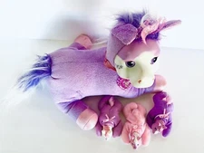 PONY SURPRISE Purple Glitter Plush W/ 3 Babies Preowned Condition 2015 Just Play