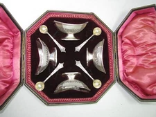 8 Piece Presentation Set Robert Stebbings English Sterlng Open Salt Set Cellars