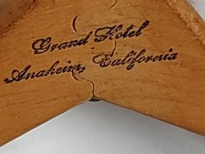 Vintage Advertising Wooden Wood Clothes Hanger Grand Hotel Anaheim, Calif.