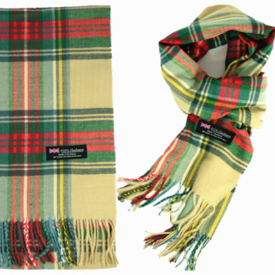 NYC Golden Deal Women's 100% Cashmere Scarf – Royal Stewart Green Tartan Check – Made In Scotland