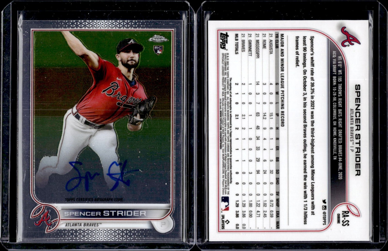 2022 Topps Chrome Rookie Autograph #RA-SS Spencer Strider