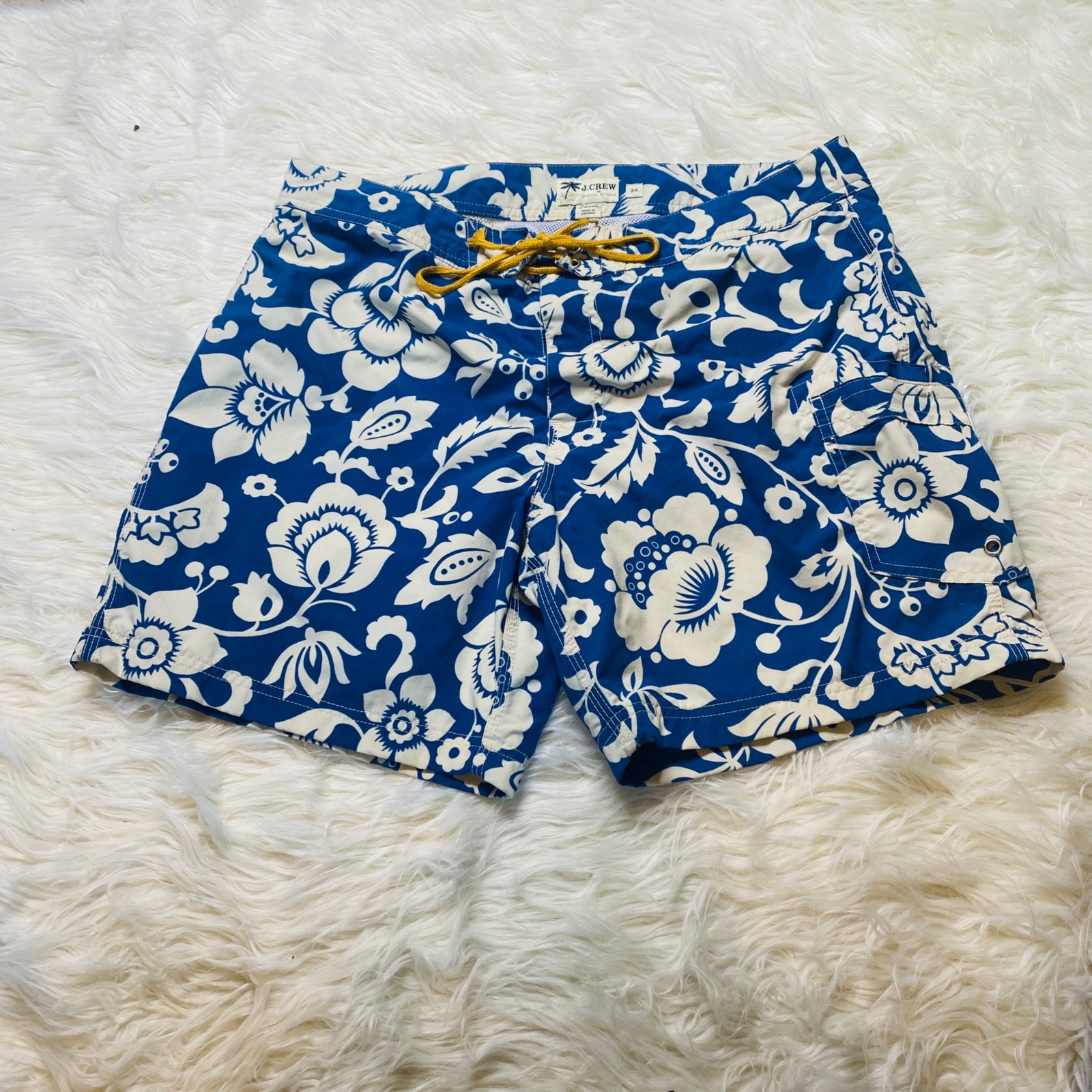 J. Crew Board Shorts 7" Size 34 Drawstring Floral Haw… Gem